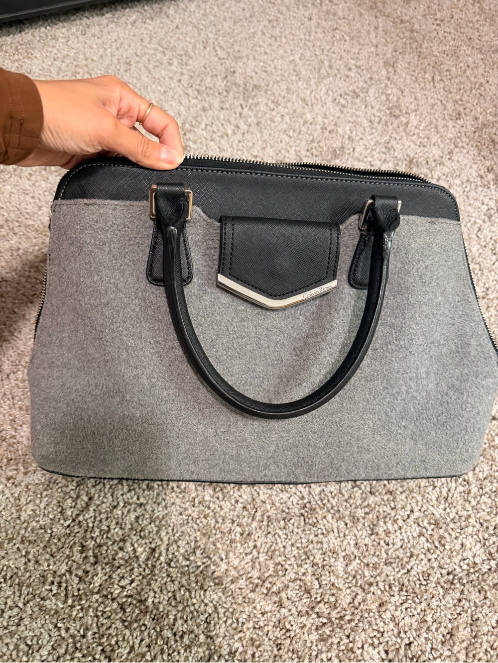Calvin Klein Gray and Black Women's Satchel